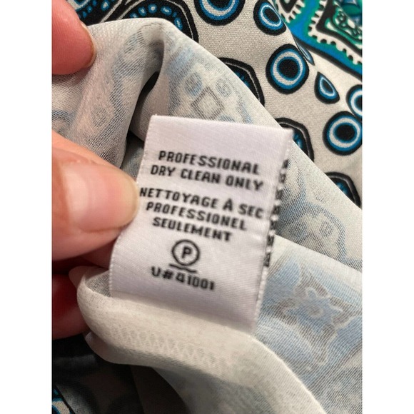 Diane Von Furstenberg Silk Shift Dress 6 Geometric Stripe Boat Neck 3/4 Sleeve - Picture 10 of 16